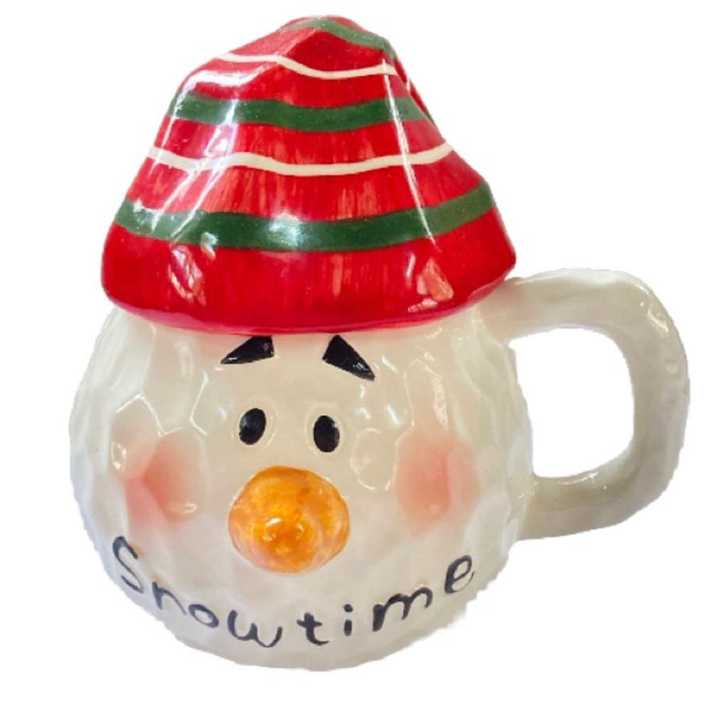 Snowman Snowtime 3D Coffee Mug Cup with Lid Carrot Pointy Nose Holiday 15 oz